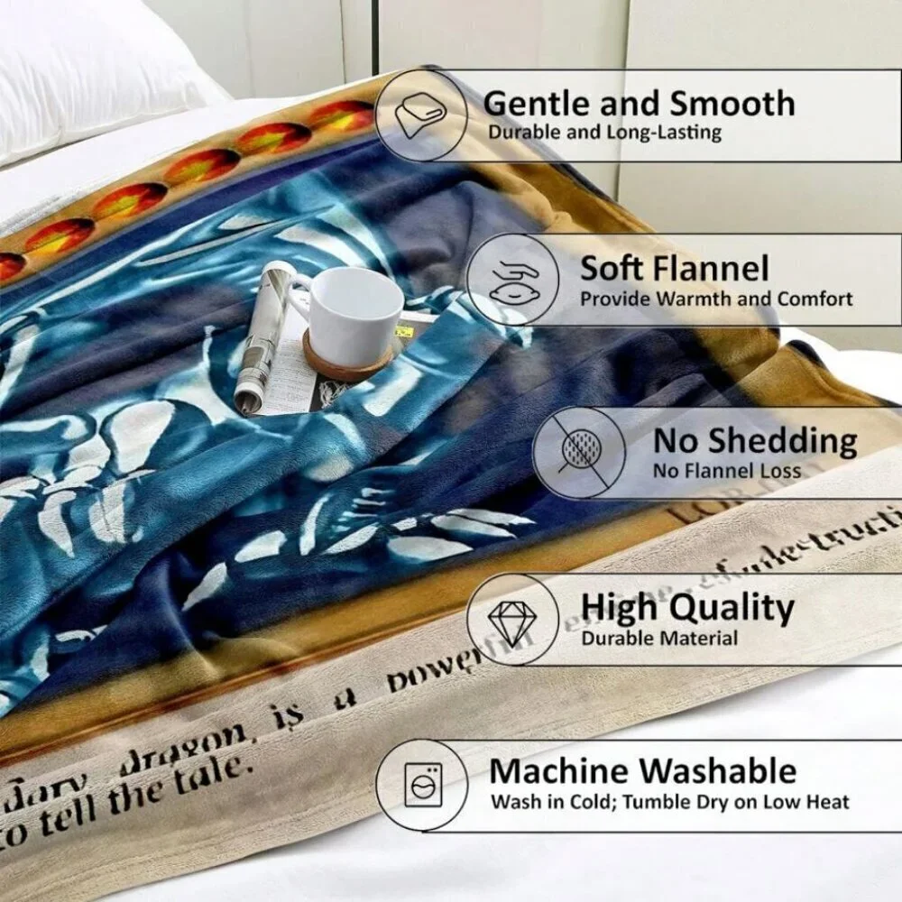 1pc Blue-Eyes White Dragon Anime Throw Blanket Soft Plush Vintage Style